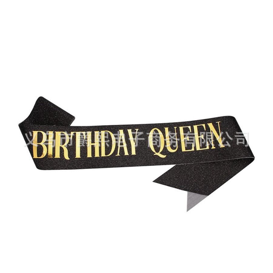 Cross-border Birthday Shoulder Strap birthday Queen Girl Glitter Birthday Wedding Party Ribbon Etiquette