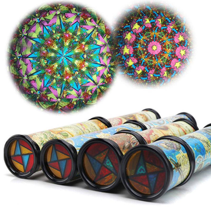Large Rotating Kaleidoscope Magic Magic Variables Inner View Flower Tube with Paper Children's Kindergarten Toys