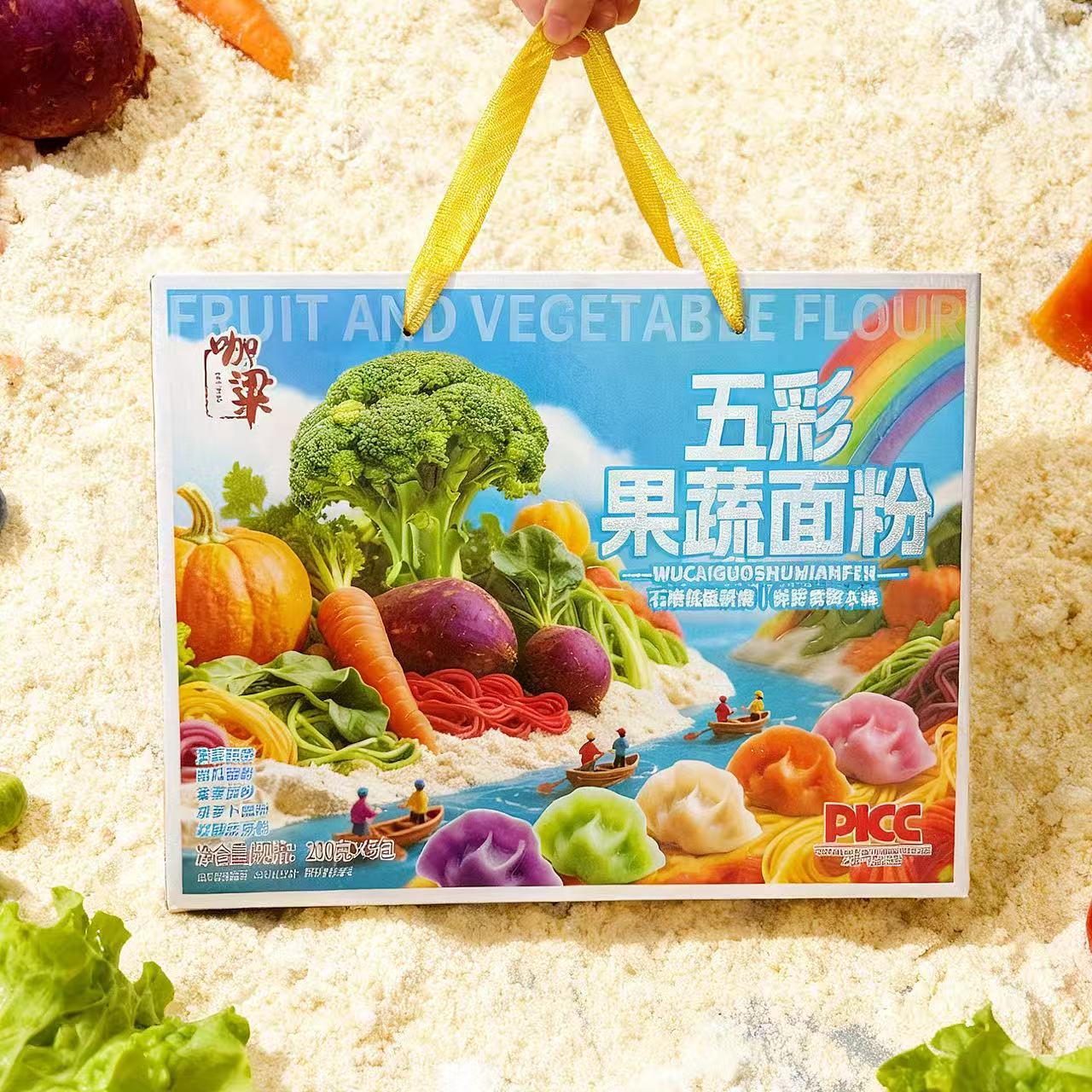 [Подарочный набор муки] Цветные фруктово-овощные мука для пельменей, подарочный набор цветной овощной муки из каменной мельницы