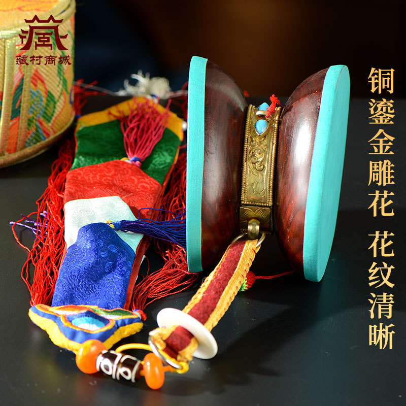 Imported from Nepal tambourine drum mulberry sheepskin Xizang square drum round drum pattern drum table top ornaments