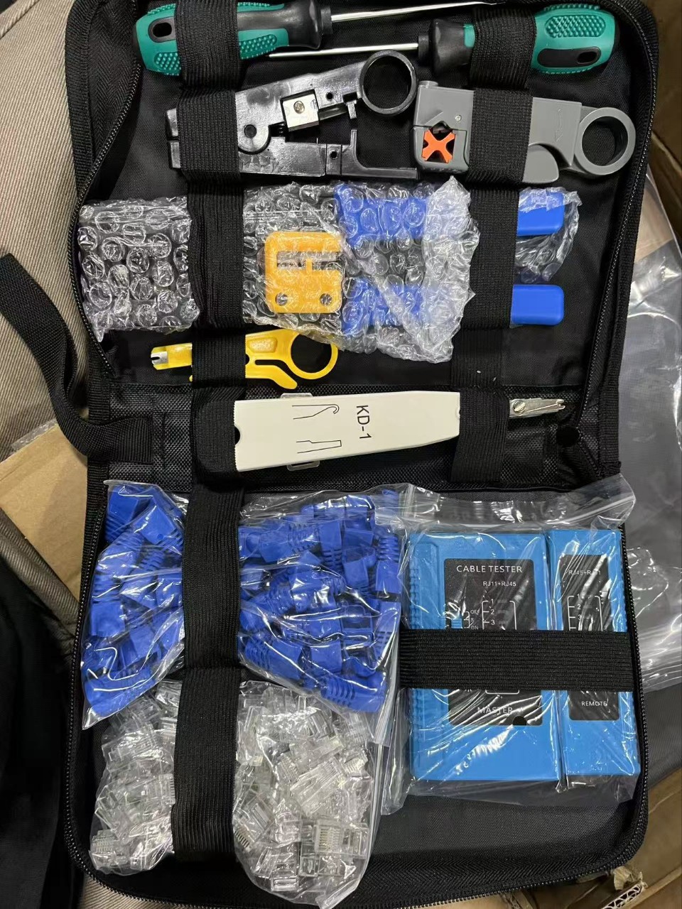 Network Tool Kit Household Network Cable Pliers Tester Crystal Head Sheath Wire Stripper Small Yellow Knife One to Two