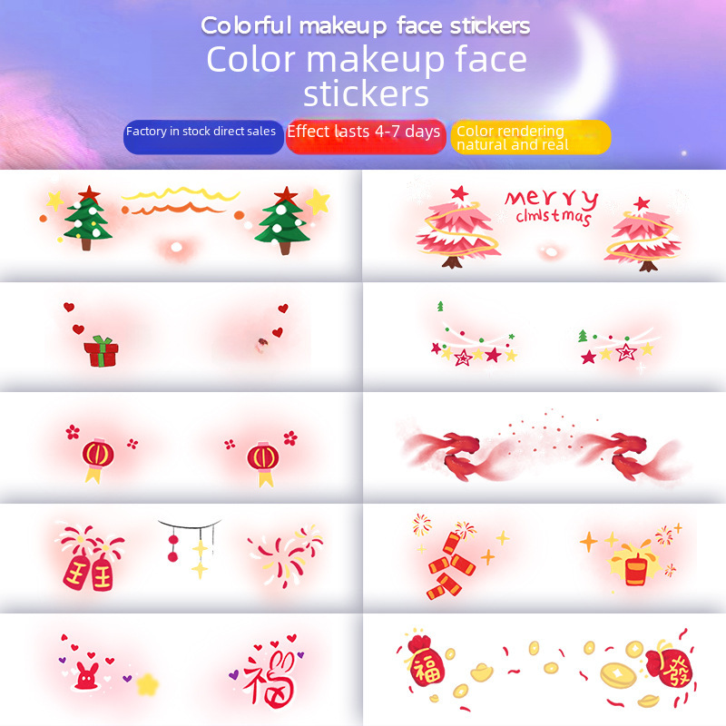 New Year's Day girl cute face makeup New year new year Creative face stickers love blush cute makeup stickers tattoo stickers