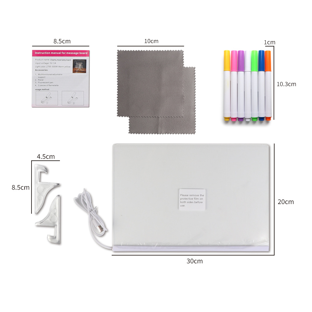 Cross-border creative DIY acrylic fluorescent LED light board luminous message board erasable luminous drawing board writing board