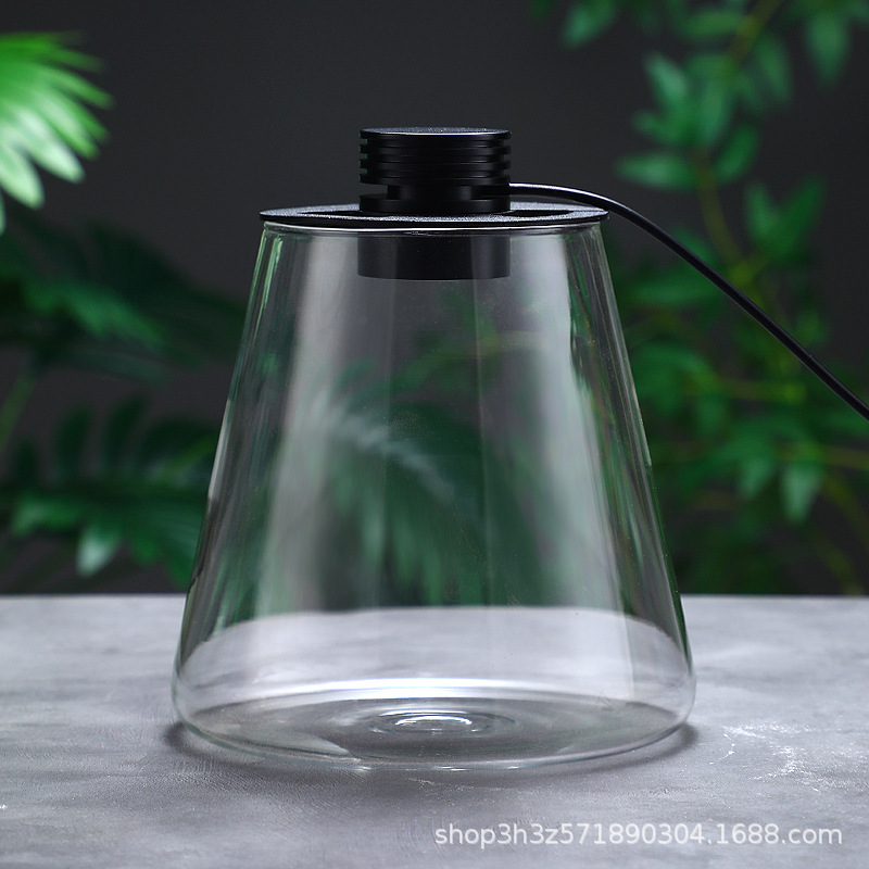 Curved Path Secluded Micro Landscape Bottle Glass Bottle Straight Glass Cover with Light Landscape Ecological Bottle Office Ornaments