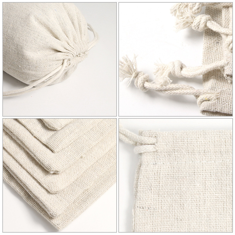Manufacturer Customized Pure Color Cotton and Linen Sachet Bag, Off-White Fine Linen Bag, Customizable Corporate Logo