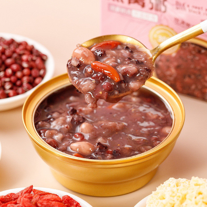 Black Rice Milk Bird's Nest Porridge Red Bean and White Fungus Soup Ready-To-Eat Nutritious Breakfast Convenient Instant Gift Healthy Bowl
