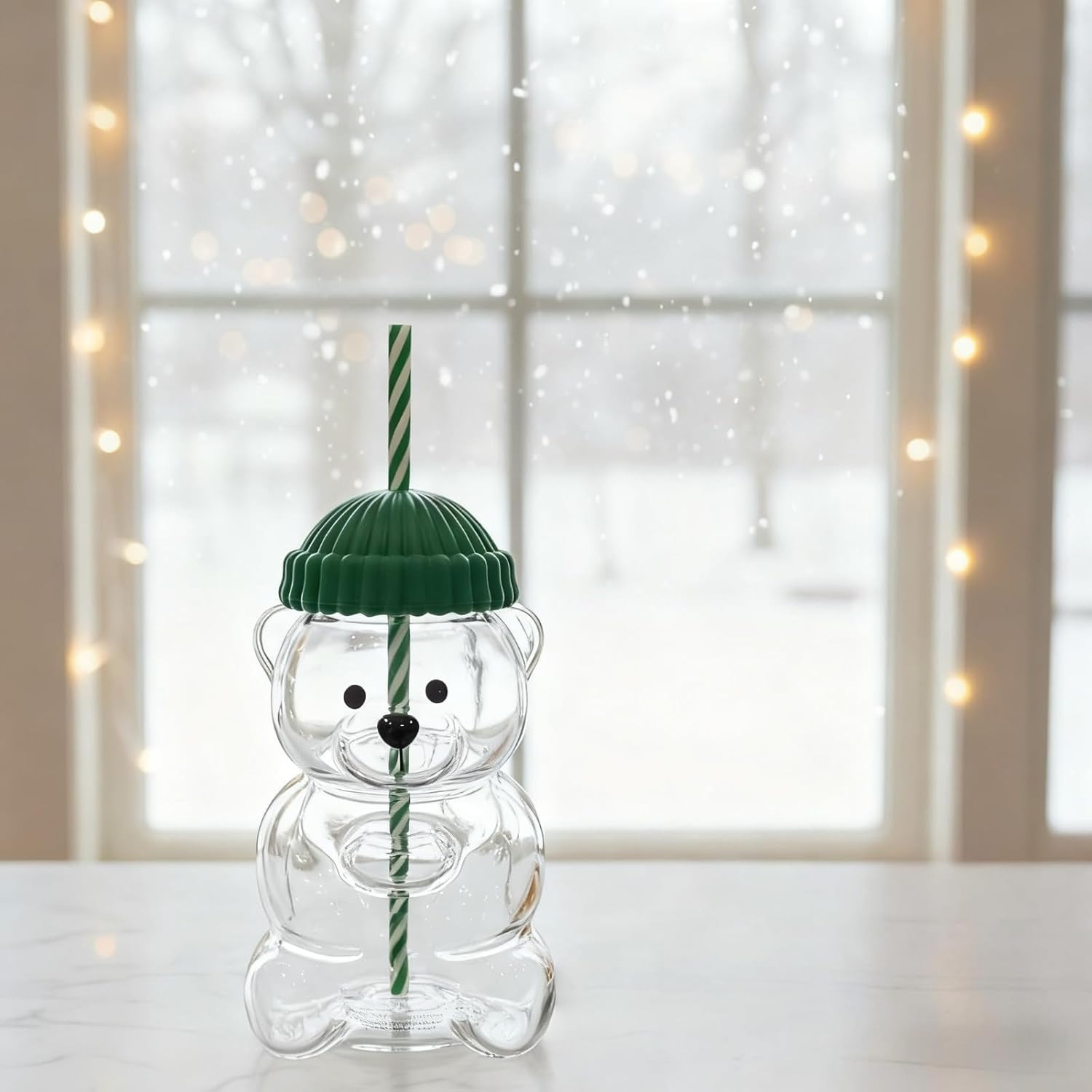 Cross-Border Hot Item Holiday Tedy Bear Cup - Beanie Lid Bear Cup Glass Bottle Amazon
