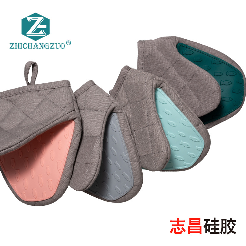 Популярные силиконовые щипцы в форме рыбы с хлопком, толстые, термоизоляционные, противоожоговые, высокотемпературные, для микроволновой печи