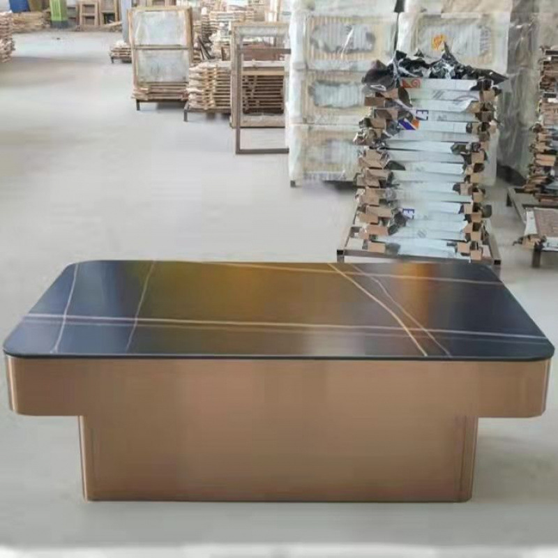 KTV Bar Stainless Steel Card Seat Luminous Coffee Table Hotel Club Marble Tempered Glass Light Luxury Table