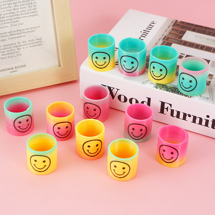 3.2*3.5cm mini expression rainbow ring color ring telescopic elastic ring magic ring kindergarten small toys wholesale