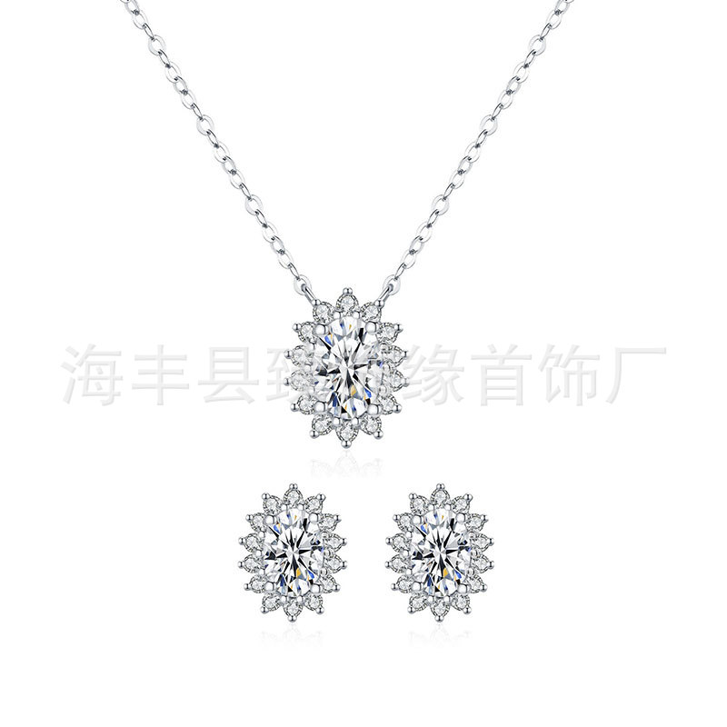 Колье из серебра S925 с подсолнечником и круглым моиссанитом Женское 18К позолота 1 Карат Подвеска из дыхания младенца Цепочка на ключицу