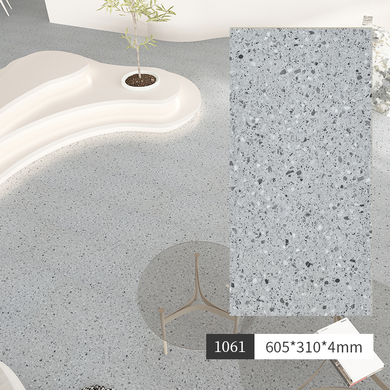 Spc Stone Plastic Lock Wood Floor Pure Color Cream Wabi-Sabi Style Household Micro-Cement Pvc Stone Crystal Snap-On Floor