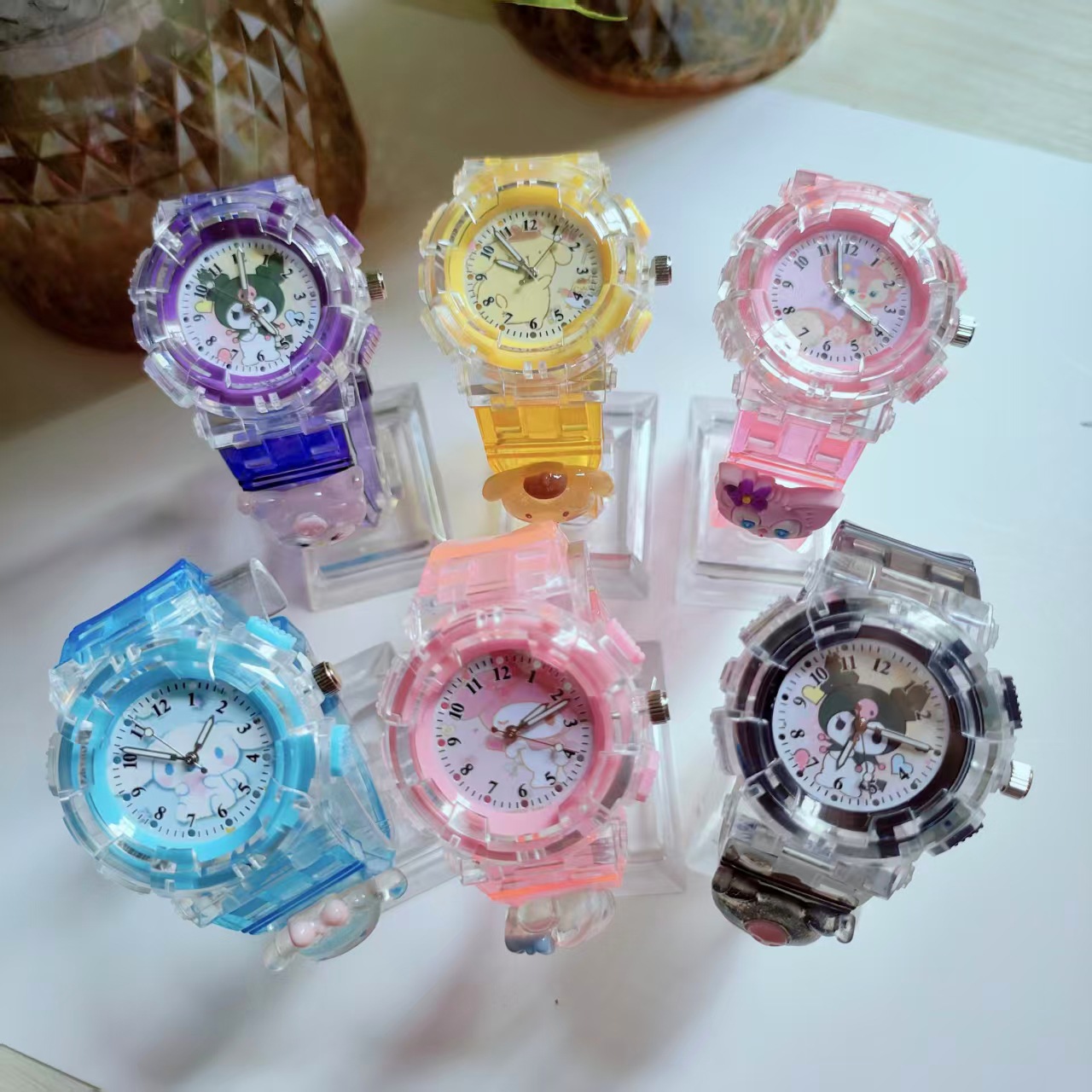 Children's Watch Cartoon Sanrio Kurome Luminous Electronic Watch for Primary and Secondary School Students Digital Pointer Quartz Watch
