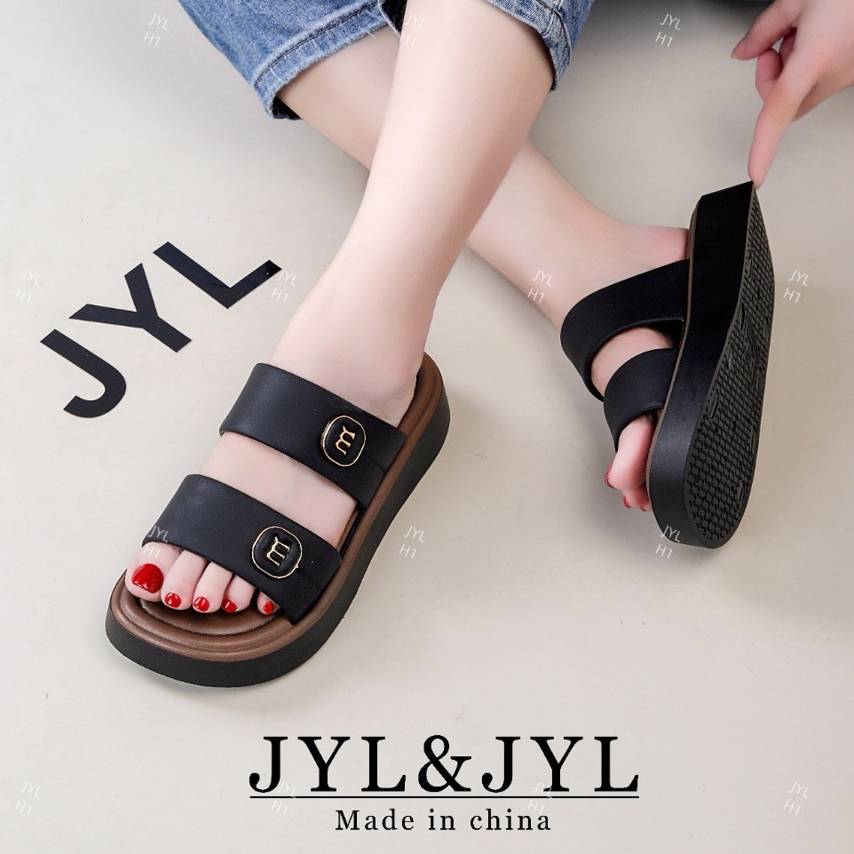 Arc De Triomphe 25 Spring and Summer New British Style Slippers for Women Thick-Soled British Leather Buckle Roman Sandals for Women