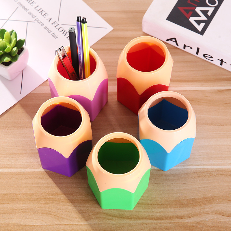 Creative color pencil head multi-functional color contrast pen holder South Korea creative student stationery desktop storage pen holder