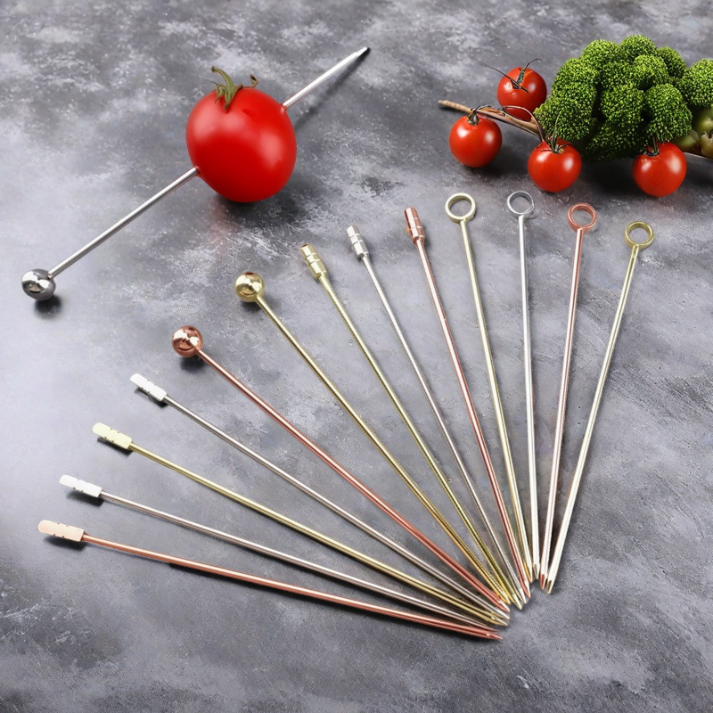 Fruit Needle 304 Stainless Steel Fruit Pick Cocktail Pick Decorative Needle Stainless Steel Fruit Fork Plated Fruit Needle