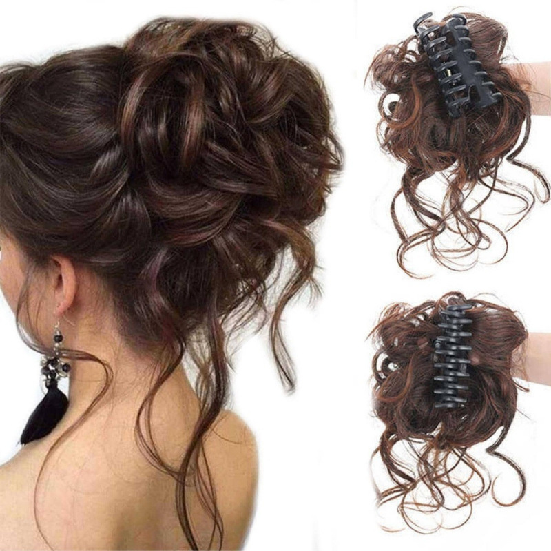 Lazy Style Hair Bun Clip for Women, Natural Fluffy Long Hair Bun Wig Set, Ponytail Wig Hairpin