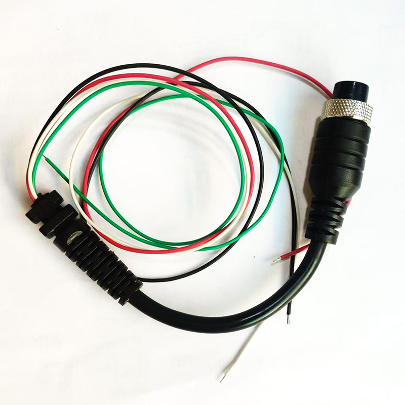 One-To-Two Seat Cushion Power Cord (Secondary Cable) M12-4P Aviation Male to Sr, Length 20cm, Tail Length 40.5cm, Black