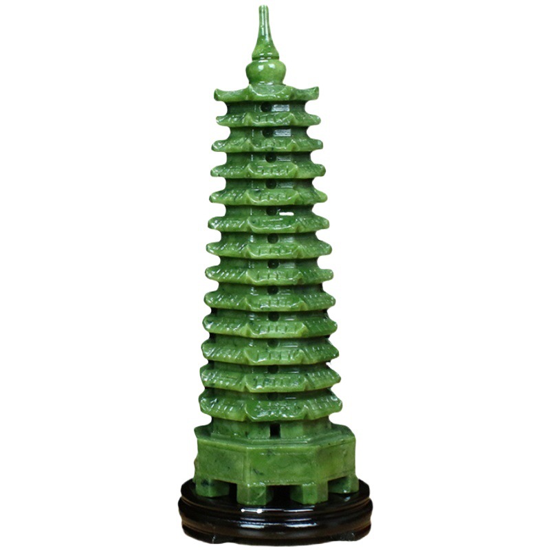 Natural Jade Wenchang Tower 9th Floor 13th Floor Living Room Desk Study Desk Jade Decoration Chinese Craft Gift