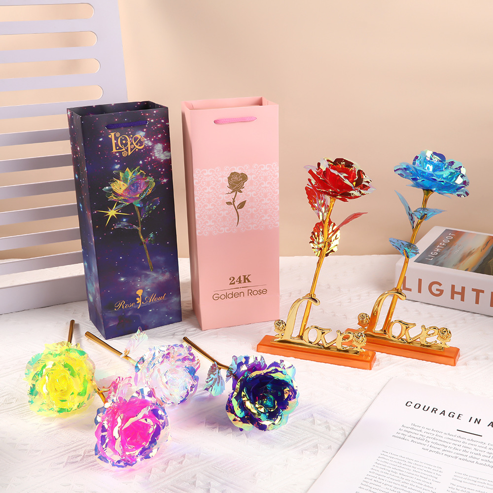 Набор подарков золотая фольга роза одиночная золотая фольга искусственный цветок подарочная коробка подарок на День учителя вечная цветочная подарочная коробка