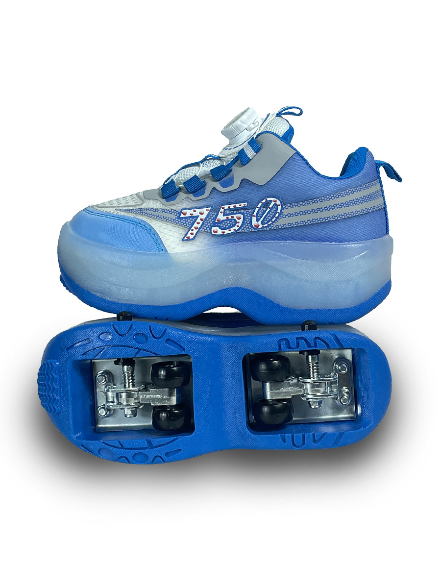 Factory Mesh Fly Weave 750 Four-Wheel Kidsren's Men's and Women's Flying Shoes Are Lightweight and Easy to Operate with Rotating Button Heelys