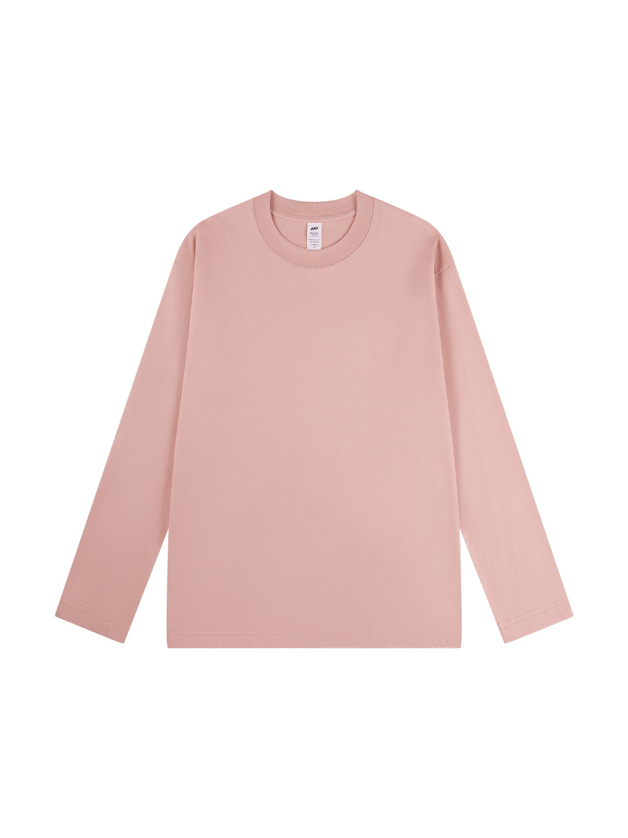 230g Simple Inner Base Shirt Women's Autumn Long Sleeve Cotton Shoulder T-Shirt Men's Crewneck Solid Color Couple Clothes Wholesale