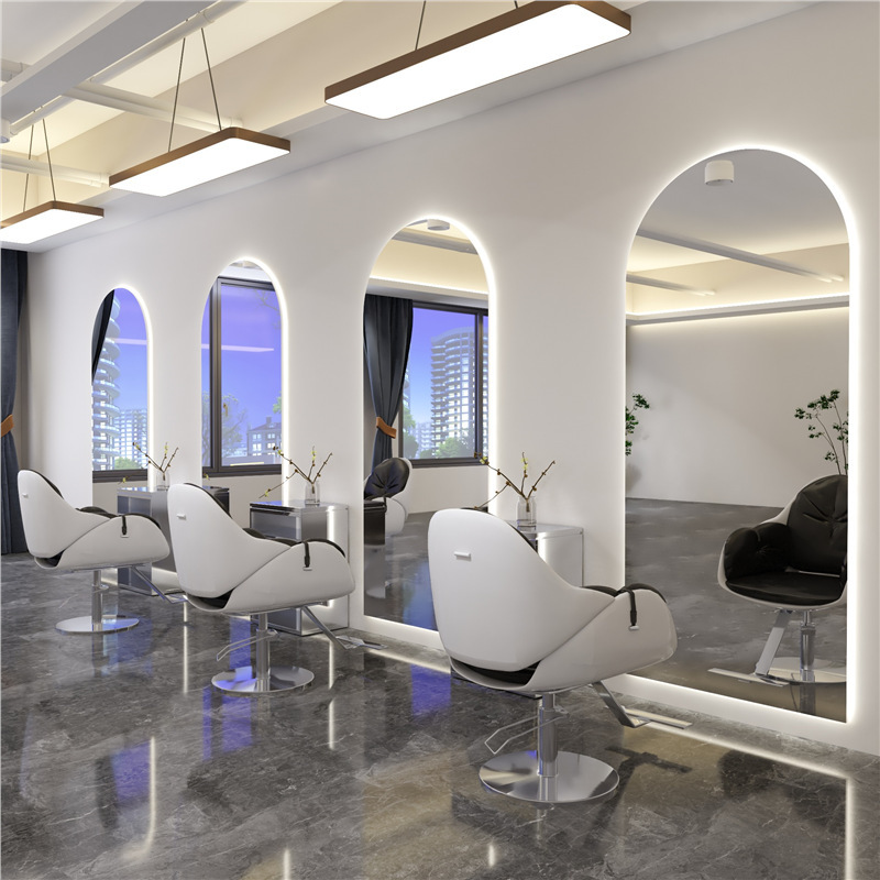 Factory Direct Sales Barber Shop Mirror Table Simple Hair Salon Special Mirror with Light Wall-Mounted Mirror Single-Sided Mirror Hair Salon Mirror