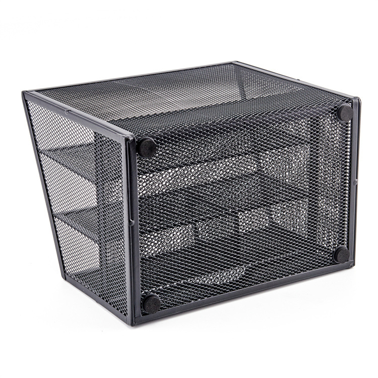 Metal Mesh Four-Compartment Pen Holder + Drawer Multi-Functional Letter Compartment Storage Box Office Storage Multi-Purpose Organizer