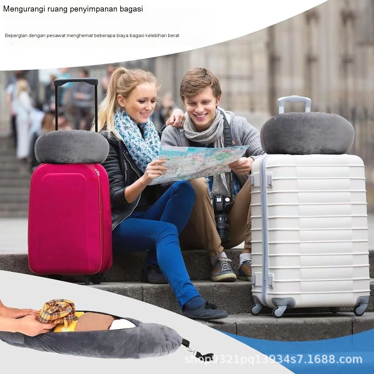 2024 New Style Refillable Pillowcase Travel Pillow Neck Student Portable Car Bed Train Headrest Bag