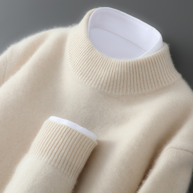 Cardigan Men's 100 Pure Wool Pullover Half Turtleneck Sweater Autumn and Winter New Loose Knitted Bottoming Cashmere Sweater