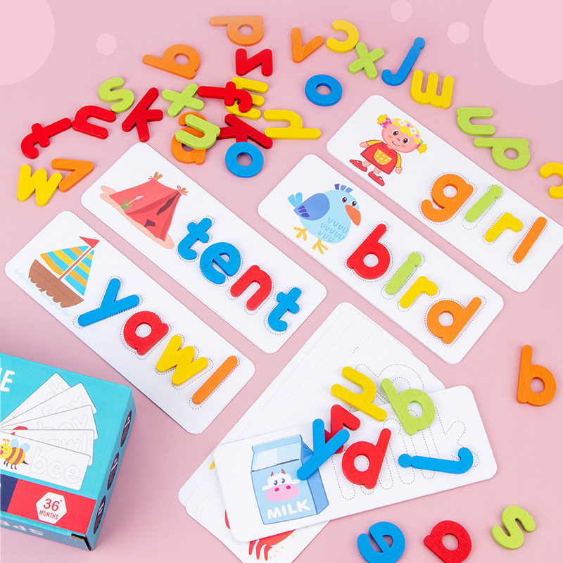 Cross-Border Wooden Word Spelling Game for Kidsren 26 English Letters Spelling Practice Early Education Cognitive Educational Toys
