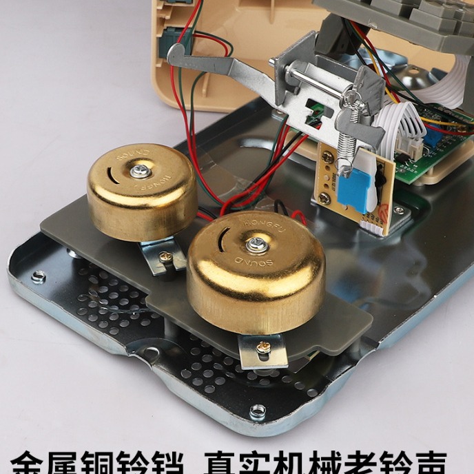 Antique telephone key classic retro machine metal mechanical copper ring fixed rope telephone American style