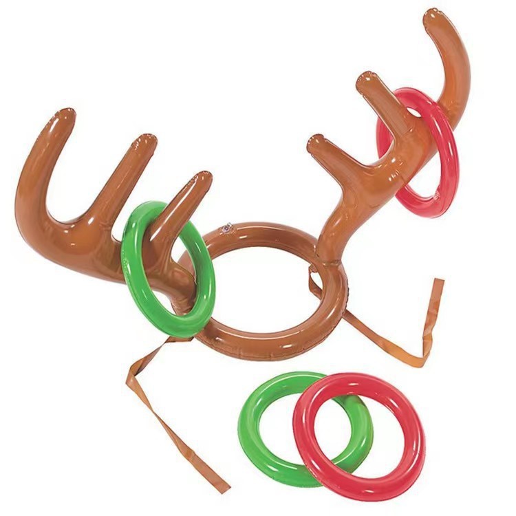 Cross Mirror in stock Christmas Inflatable Antler Throwing Ring Elk Horn Deer Head Ring Head Hoop Throwing Children's Ring Toy