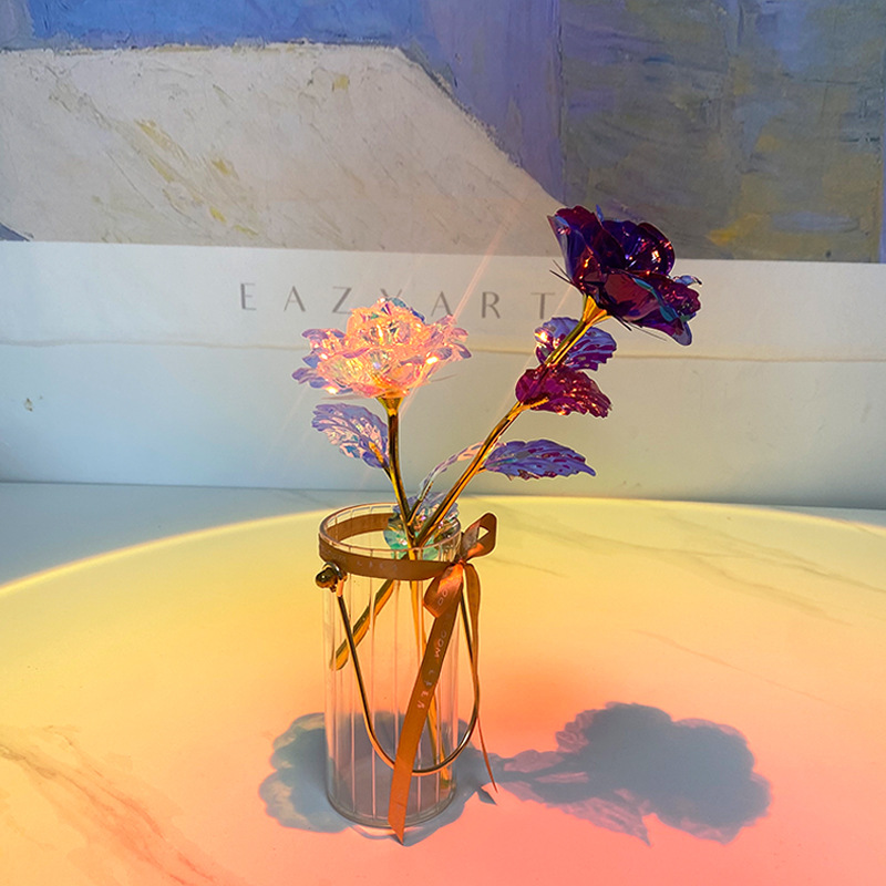 Valentine's Day Gift 24k Color Gold Rose Pushing Activity Small Gift Wholesale Simulation Flower Mother's Day Gift