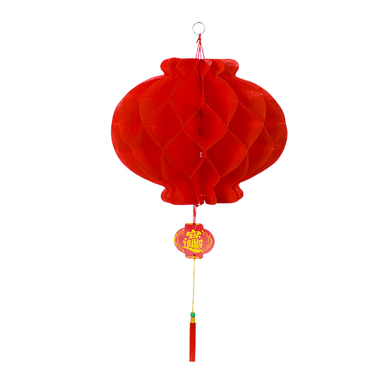 Factory wholesale plastic paper red lanterns wedding celebration Spring Festival red lanterns safe lights shopping mall decoration New Year advertising