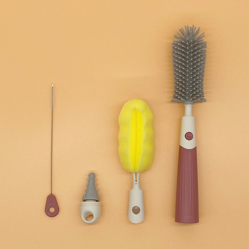 Moon Boat Silicone Baby Bottle Brush Cleaning Brush Set 360 Degree Rotating Brush for Cleaning Baby Bottles Suitable for Newborns