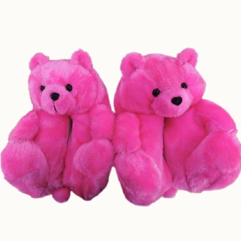 Teddy Bear plush slippers cute cartoon couple parent-child warm home cotton shoes winter thickened bag heel warm shoes