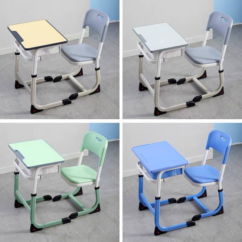 School Desks and Chairs for Primary and Secondary School Students, Children's Study Desks, Writing Desks, Single Desks and Chairs That Can Be Lifted