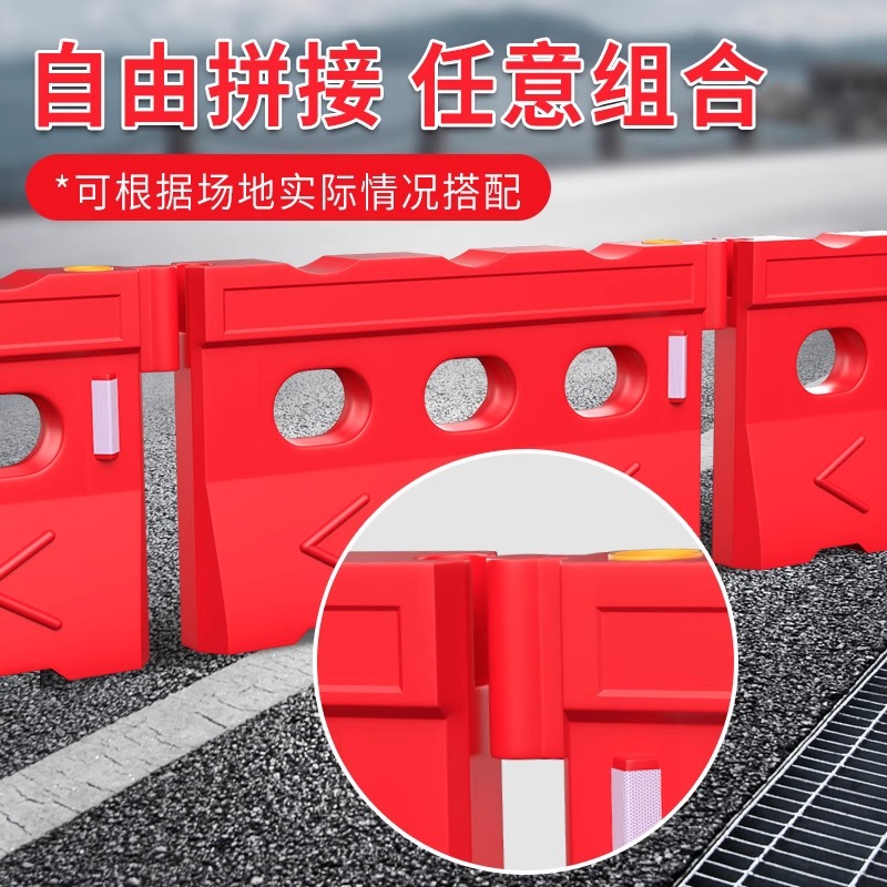 Three-Hole Water Horse Anti-Collision Bucket Reflective Rolling Plastic Guardrail Blow Molding Construction Water Horse Plastic Enclosure Water Filling Road Isolation Pier