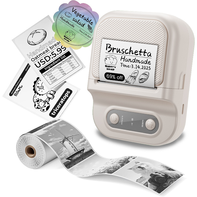 Cross-Border Special Supply of Label Printers, Thermal Inkless Black and White Printing Wireless Bluetooth Portable Printers