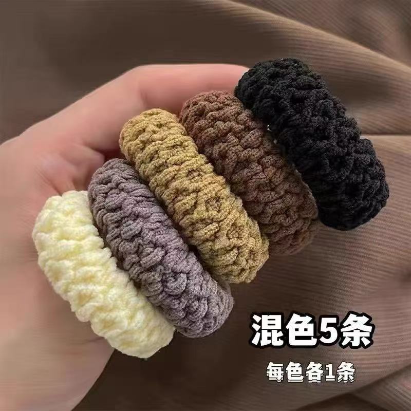 Thickened Thick High Elastic Headline Towel Ring Popcorn Colorful Seamless Hair Ring Pine Tail Headline Hair Rope Hair Accessories