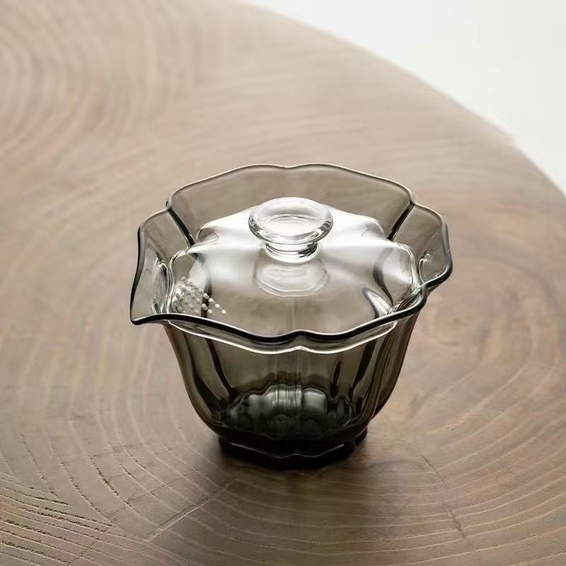High-grade filtered heat-resistant Baicai glass handmade bowl for tea making tea bowl tea cup single kung fu tea set transparent