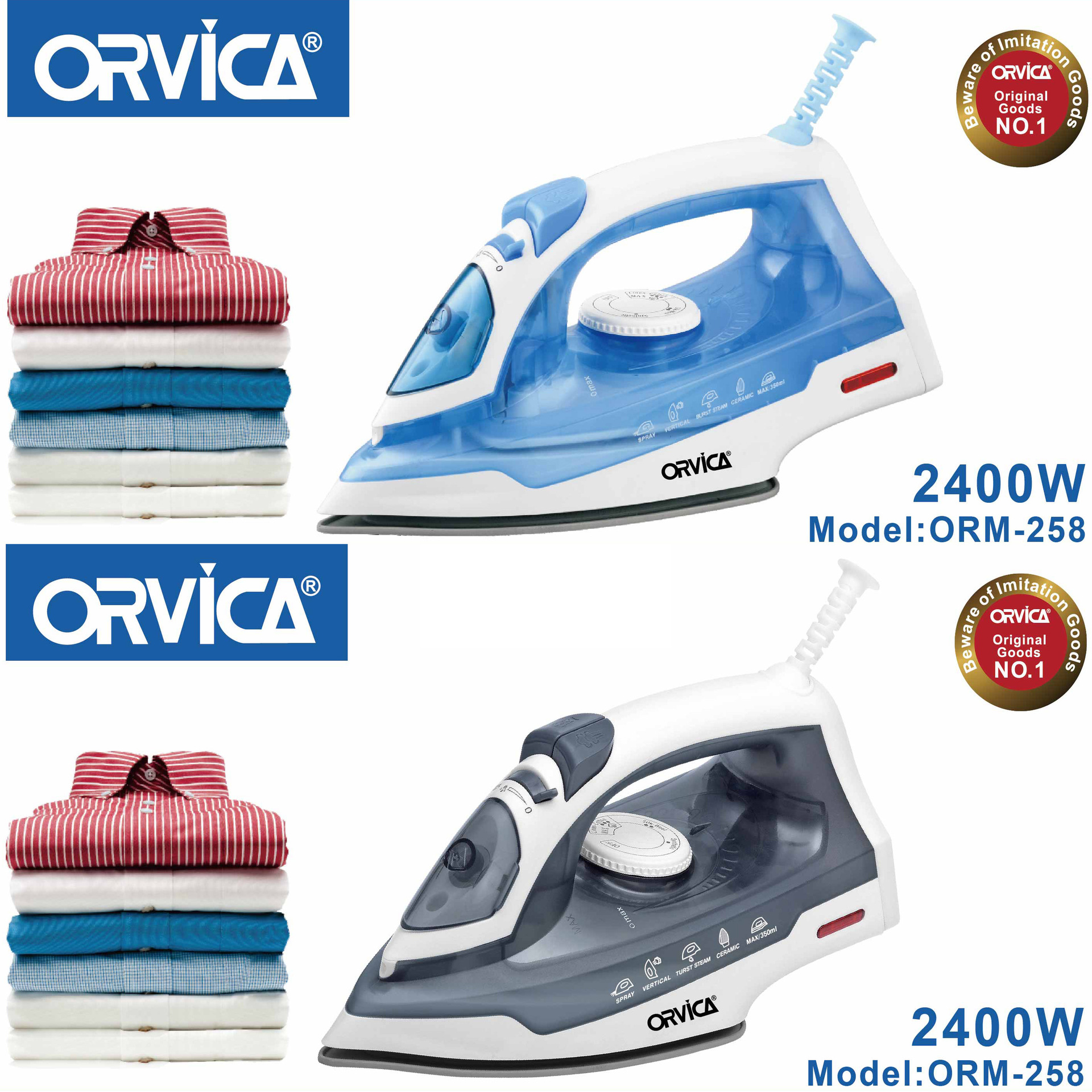 Orvica Cross-Border Steam Electric Iron Household Handheld Electric Iron Small Water Spray Steam Ceramic Iron Iron