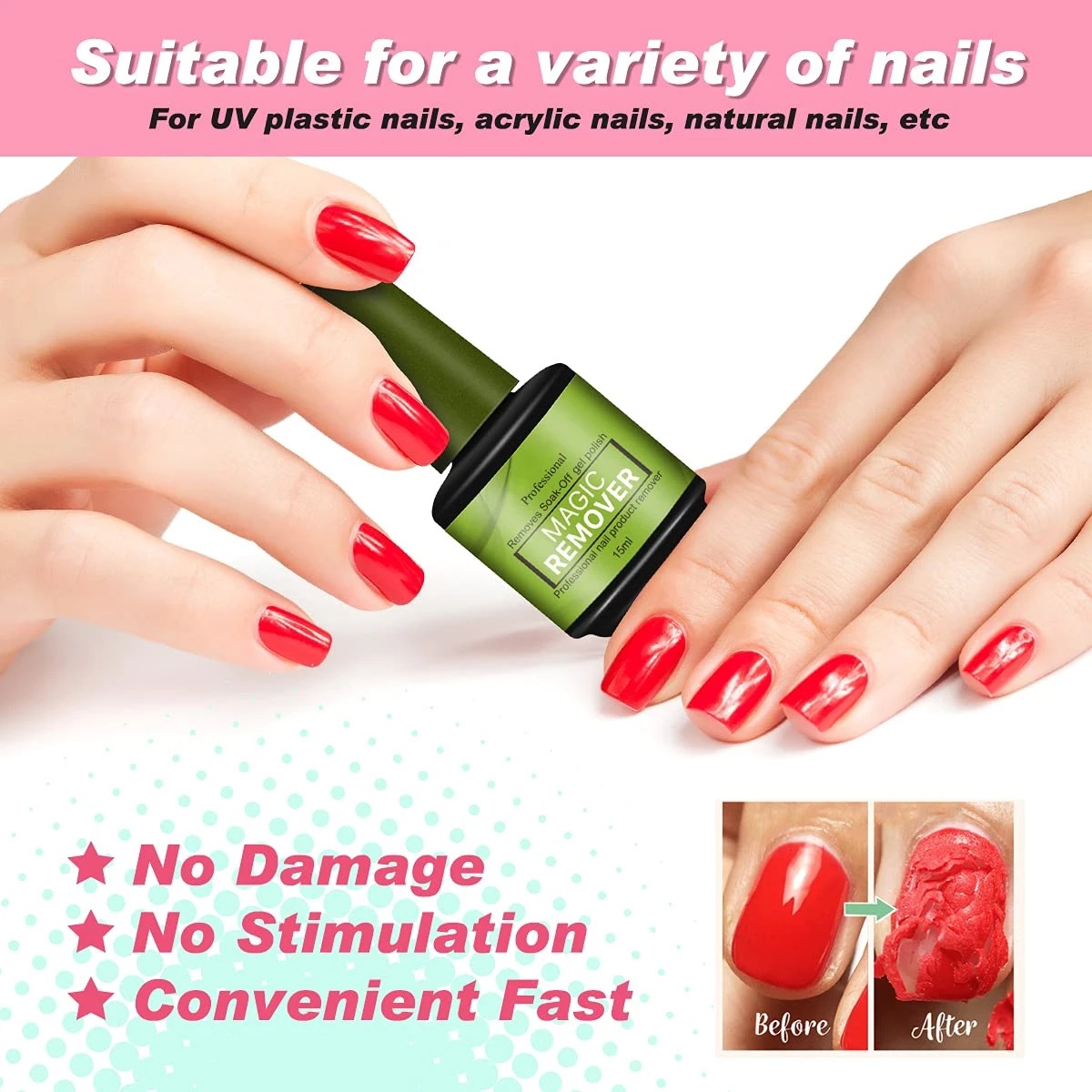 Cross-Border Hot New Product 15ml Fast Burst Nail Polish Remover Glue Two-Minute Nail Polish Remover Operation Nail Polish Remover Without Damaging Nail Polish Remover Cream