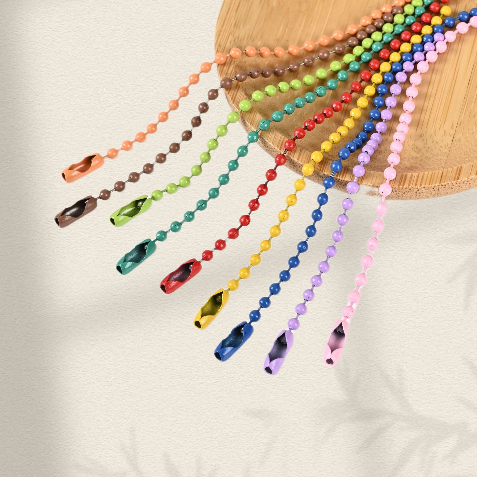 Metal Colorful Bead Chain 2.4mm Wave Bead Chain Candy Colorful DIY Jewelry Accessories Tag Chain Paint Guka Hanging Chain
