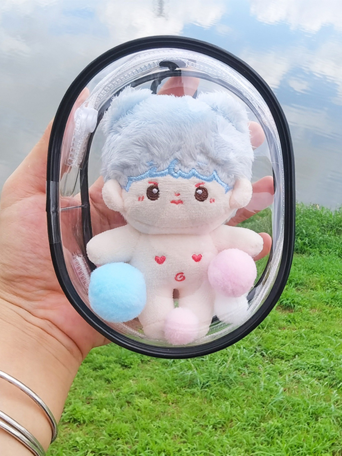 10cm Doll Transparent Protective Hanging Bag Cotton Doll Protective Bag for Outing and Display Anti-Scratch Transparent Bag