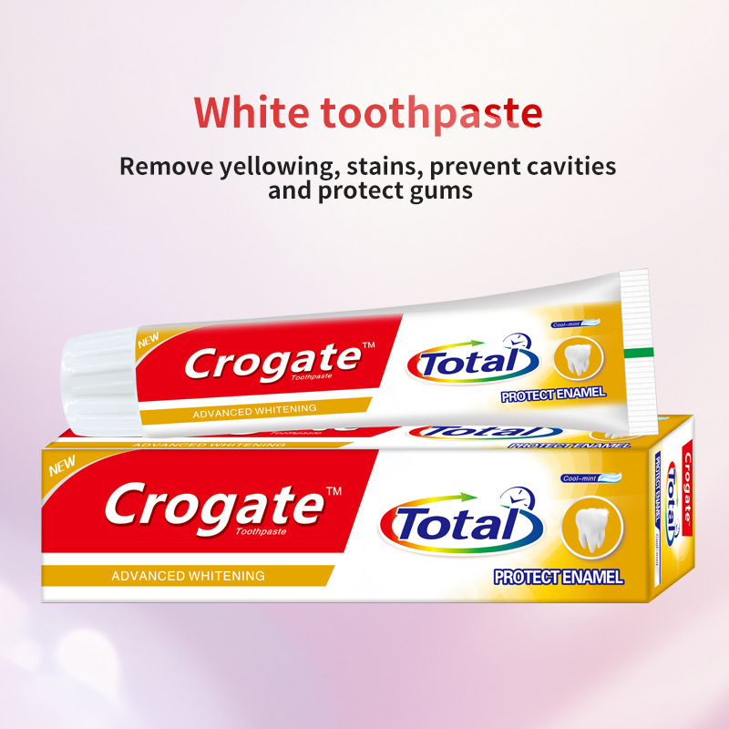 Crogate Full English Version Toothpaste Stain Removal Anti-Cavity Lemon Gum Protection Healthy Teeth Fresh Breath Cross-Border Wholesale Whitening