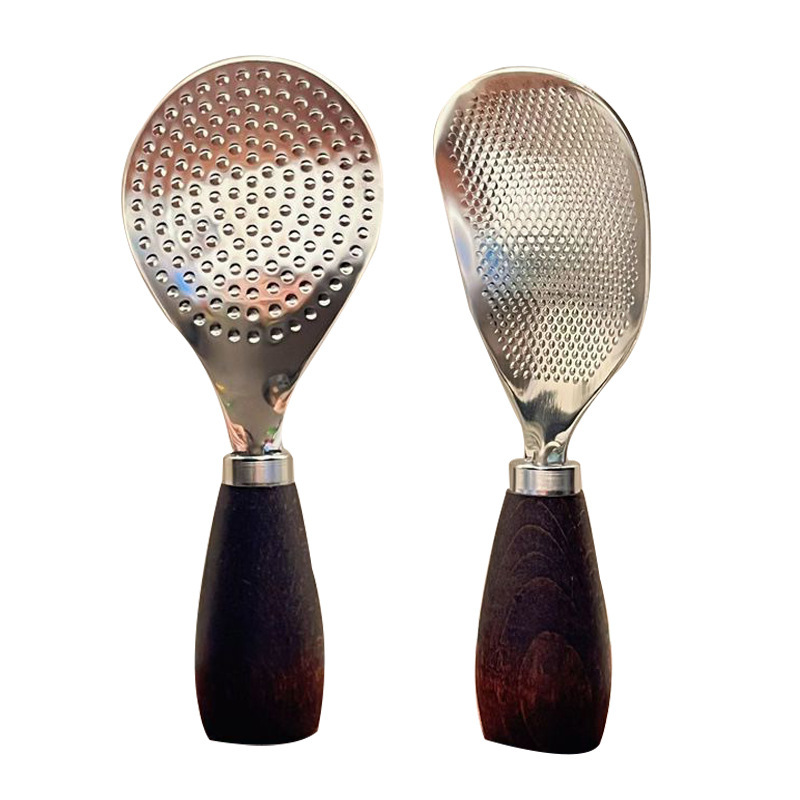 Thickened Vertical Rice Spoon Household Wooden Handle Rice Cooker Rice Stainless Steel Spoon Kitchen Rice Serving Wooden Handle Non-Stick Rice Spoon