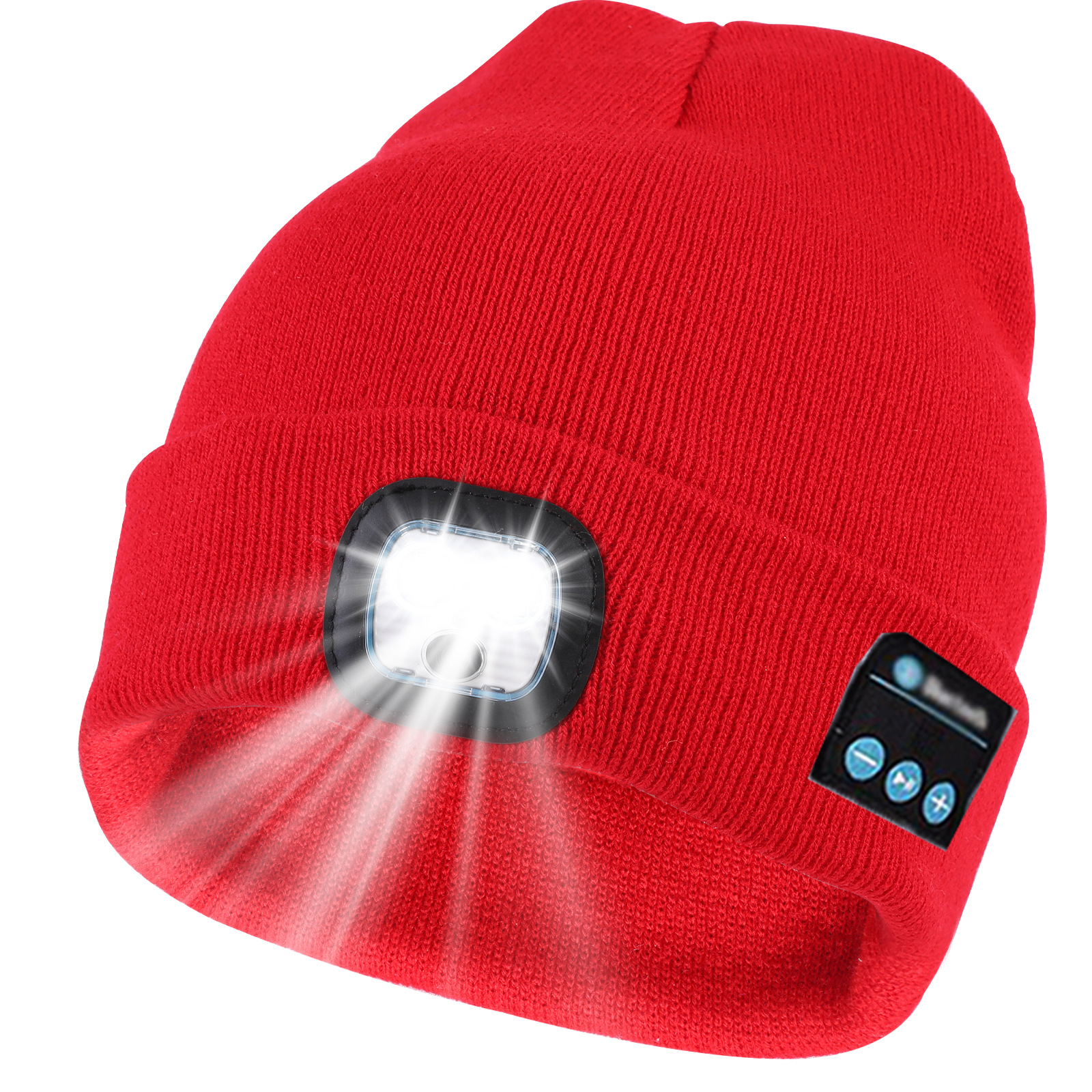Rechargeable Bluetooth headset LED light knitted hat LED luminous outdoor Bluetooth headset lamp cap