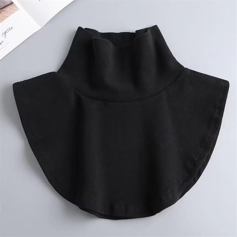 Women's Solid Color High Elastic Fleece High Collar Fake Collar Base Decoration Collar Wool Warm Cervical Spine Protection in Autumn and Winter